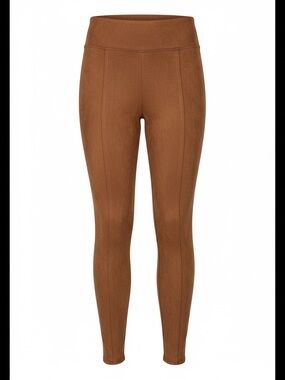 SPANX Ponte High-Waist Leggings — Brown Faux Suede